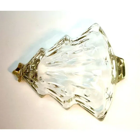 Vintage Mikasa Crystal Dish Christmas Tree With Star Gold Trim 6" Japan - Picture 10 of 10